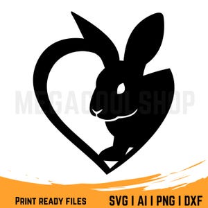 Easter Bunny Heart Silhouette SVG,  Easter Bunny Clipart, Bunny Decor, Easter Svg, Bunny Face | Svg Files for Cricut | Digital Download