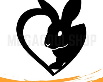 Easter Bunny Heart Silhouette SVG,  Easter Bunny Clipart, Bunny Decor, Easter Svg, Bunny Face | Svg Files for Cricut | Digital Download
