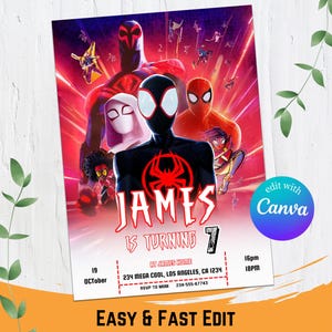 Spider Verse Invite | Spiderman Birthday Invitations | Size 5X7 | Boy Birthday Invitation | Birthday Card | Girl Boy Birthday