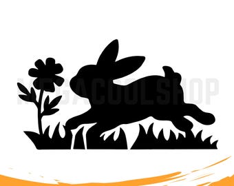 Bunny Silhouette Running on Grass Svg, Png, Dxf. Pdf and Ai files | Easter Bunny, Rabbit Clipart, Svg Files for Cricut | Digital Download