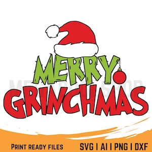 Arquivos SVG e PNG do Merry Grinchmas Clipart, Impressão de Natal SVG, Download Digital de Arquivos de Corte Cricut, Arquivos de Corte de Silhueta do Merry Grinchmas