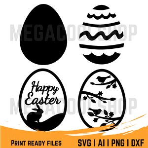 Oeufs de Pâques Fichiers Svg, Png, Dxf, Pdf et Ai, Clipart Joyeuses Pâques, Silhouette | Lot de Pâques, fichiers Svg pour Cricut | Téléchargement numérique