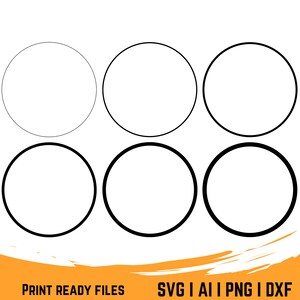 May include: Six black circle outlines on a white background. The circles are arranged in two rows of three. The circles are all the same size.