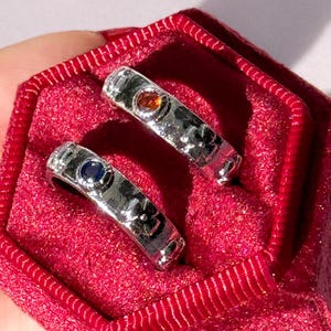 Howls Ring Moving Castle Rings, Adjustable Band Couples Ring Set, Anime Ring, HMC Inspired, Ruby Red Gem Ring, Blue Gem Ring, Cosplay Rings image 2