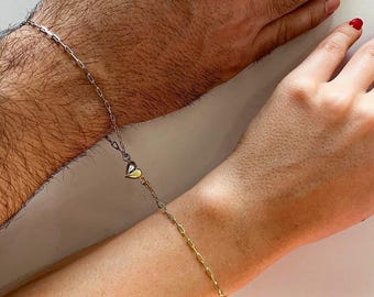 2 braccialetti magnetici coordinati per coppie, con ciondolo a