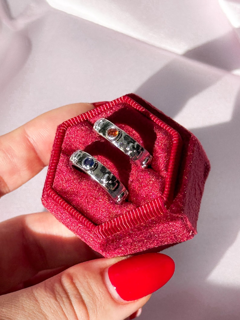 Howls Ring Moving Castle Rings, Adjustable Band Couples Ring Set, Anime Ring, HMC Inspired, Ruby Red Gem Ring, Blue Gem Ring, Cosplay Rings image 2