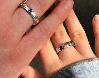 Anéis de castelo móvel Howls Ring, conjunto de anéis de casal com faixa ajustável, anel de anime, inspirado em HMC, anel com gema vermelha rubi, anel com gema azul, anéis de cosplay