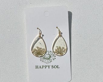 Pendientes de resina, lágrima de encaje