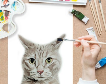 Maßgeschneiderte Katzen-Illustration von Ihrem Foto, 100% handgezeichnetes Aquarell-Hundeillustrations-Porträt, Cyber Monday-Tier-Schritt-Sis-Überraschung,