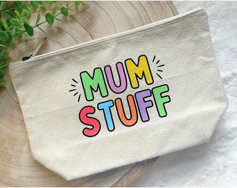Mum Stuff Zip Pouch: Recycled Cotton Travel Accessories Bag
