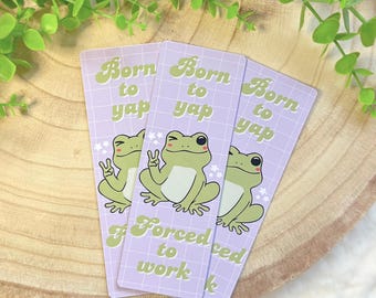 Frog Bookmark, Laminated Cardstock, Lilac Design, Book Lover Gift