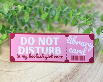 Library Card Bookmark, Pink, Laminated Cardstock Bookmark Gift