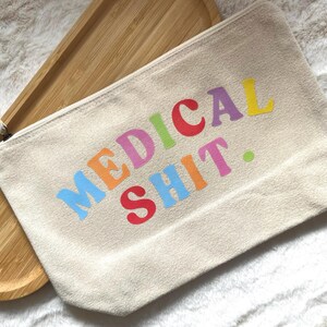 Medical 'Sh*t' Recycled Cotton Zip Pouch: Travel Medicine Bag image 5