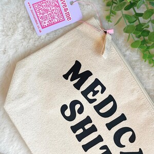 Medical 'Sh*t' Recycled Cotton Zip Pouch: Travel Medicine Bag image 6