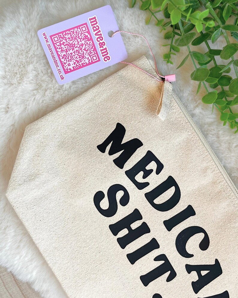 Medical 'Sh*t' Recycled Cotton Zip Pouch: Travel Medicine Bag image 6