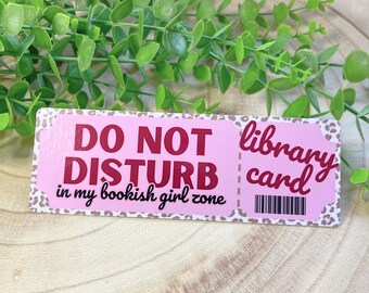 Library Card Bookmark, Pink, Leopard Print, Laminated Cardstock Bookmark Gift