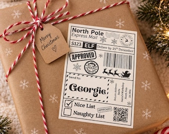 Personalised Christmas Gift Label Stickers, Santa Mail, Christmas Postage Labels, Wrapping Accessories