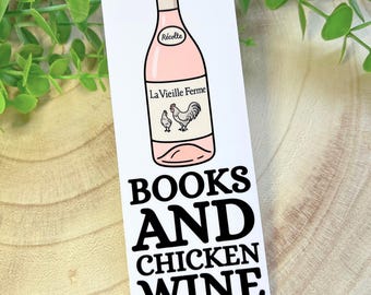 Chicken Wine Bookmark, Laminated Cardstock Bookmark Gift