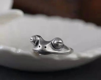 Frosch Sterling Silber Ring Handmade / Einzigartige Männer Frauen Solid Modern Jubiläum Zierlich Tier 925 Statement Silber Ring/Geschenke für ihn oder sie