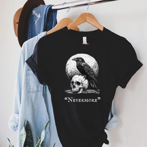 Nevermore Raven Tshirt, Edgar Allan Poe Raven Tshirt, Soft Cotton Unisex Crewneck T-Shirt