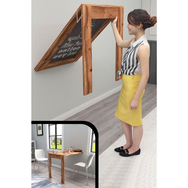 Wall Mounted Folding Table, Framed Folding Table, Foldable Kitchen Table, Space Saving Dining Table, Murphy Desk, Customizable Table