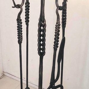 Hand Forged 5 Piece Fireplace Tool Set