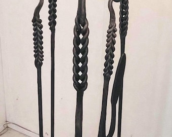 Hand Forged 5 Piece Fireplace Tool Set