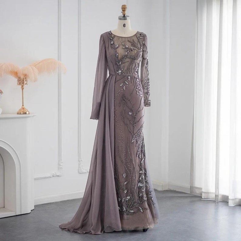 Turquoise Cape Sleeves Luxury Beaded Mermaid Arabic Evening Dresses Gowns For Women Wedding Party 2025 LA72185