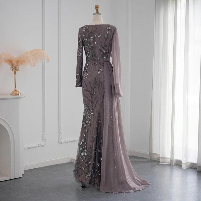 Sage Green Mermaid One Shoulder Pearls Luxury Dubai Arabic Evening Dresses Gowns For Women Wedding Party LA72511 main image 0