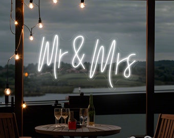 Mr & Mrs Neon Wedding Sign, Custom Engagement Decor