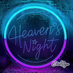Heaven&#39;s Night Neon Sign, Game Room Wall Decoration, Wedding Shop Store Home Bar Wall Decor, LED Neon Sign Bedroom, Custom Neon Lights