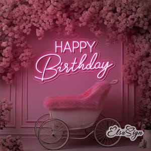Alles Gute zum Geburtstag Neon Sign Licht, LED Neon Licht für Geburtstagsparty, Party Decor Wandkunst, personalisierte Geschenke, ElsaSign