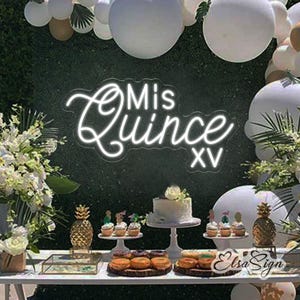 Mis Quince XV Neon Sign, Custom LED Neon Sign Light, Sweet 15th Birthday Quinceanera Party Backdrop, Wall Decor, Personalized Gift, ElsaSign