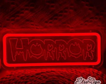 Horror LED Neon Sign, Gothic Movie Decor, Dark Wall Art, Personalized Gift