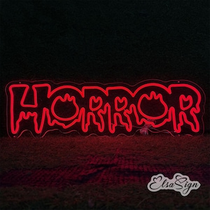 Horror Neon Sign, Custom LED Neon Light, Horror Movie Room Decor, Dark Wall Art, Scary Halloween Party Ideas, Personalized Gifts, ElsaSign