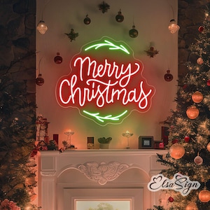 Merry Christmas Neon Sign, Holiday Decor, Personalized Gift