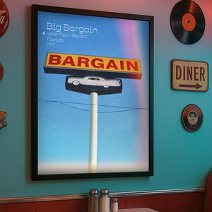 Americana Roadside Sign Poster | Vintage Car Photo Print (Digital Download)