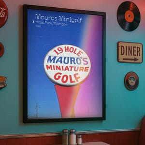 Americana Nostalgie Poster | Vintage Mini Golf Reklame | Pop Art Fotoprint Wohnzimmer & Bar | Nostalgische Wanddeko | Digitaler Kunstdruck