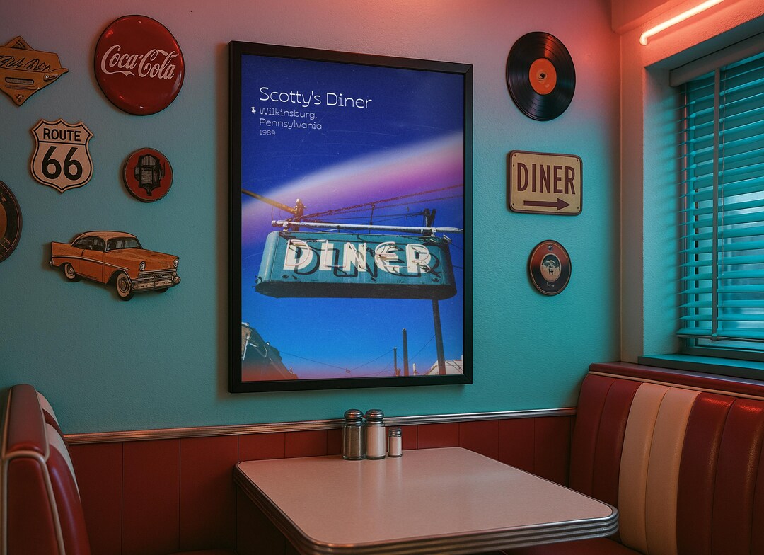 Vintage Diner Neon Sign Poster | Nostalgische Americana Wandkunst ...