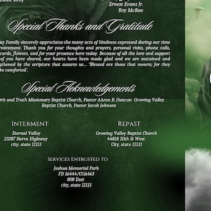 Editable Obituary Template - Dark Green
