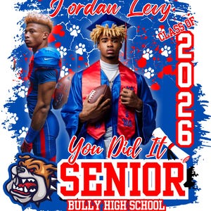 Editable Canva Graduation T-Shirt Design Template - Blue, Red, White