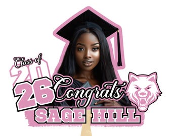 Plantilla editable de abanico de graduación rosa