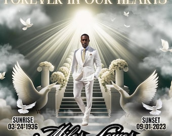 Forever in Our Hearts Doves Editable Memorial Flyer Template