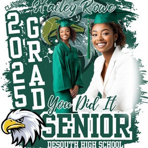 Editable Canva Graduation T-Shirt Design Template - Green and White