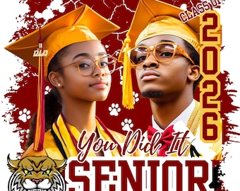 Editable Canva Graduation T-Shirt Design Template - Maroon - Gold