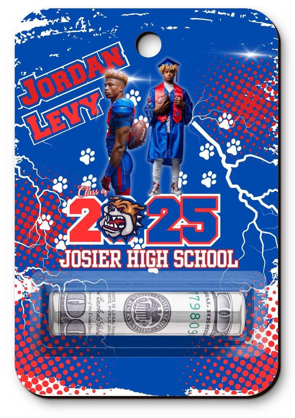 Editable Canva Graduation Money Holder Template - Red and Blue