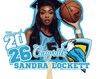 Plantilla editable de abanico de graduación azul claro