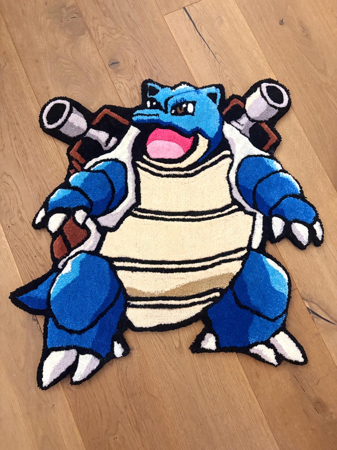 Blastoise Rug in Acrylic Wool Blue Beige Black or You Choose Gaming ...