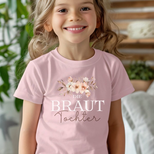 Die Braut Tochter Ökologisches Kinder-T-Shirt aus Bio-Baumwolle, Braut Tochter Outfit, Hochzeit Mama Braut Begleiterin Mode, Kinder-Shirt