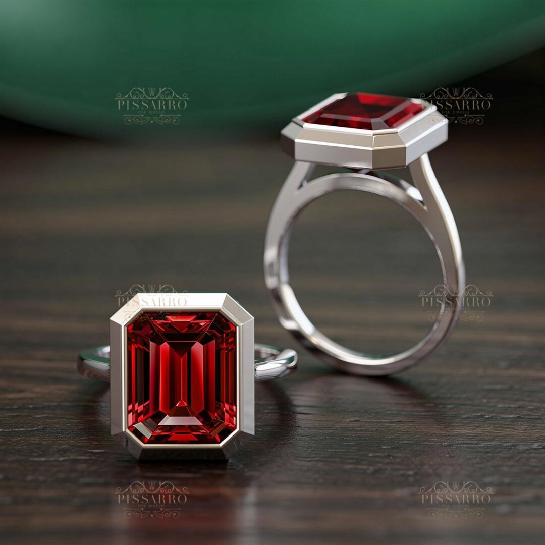 6ct Ruby Ring, Emerald Cut Cocktail Ring, Engagement Ring, Solitaire ...